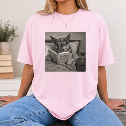 What Makes A Good Boy Printed T-Shirt | Cozy German Shepherd Mom Reader Gift Light Pink