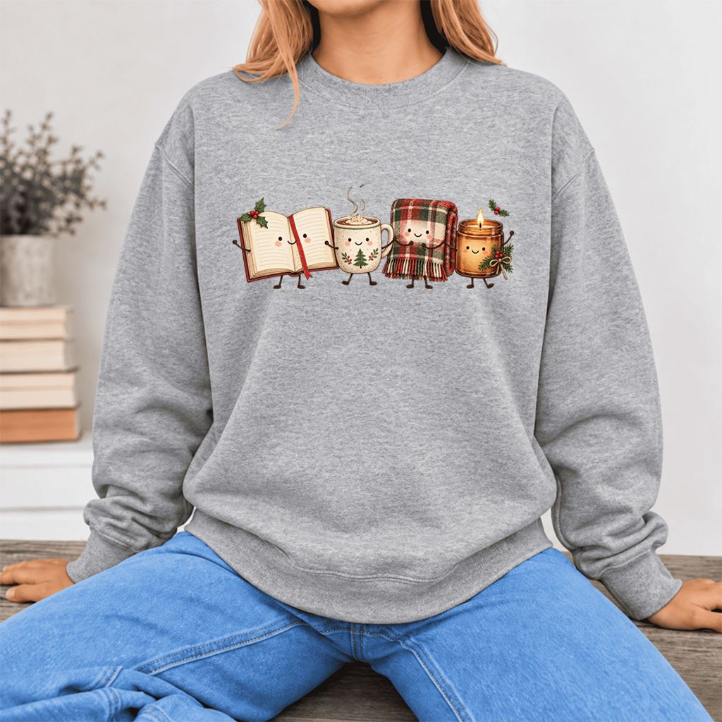 Christmas Cozy Club Softstyle Sweatshirt | Christmas Reader Gift Sport Grey