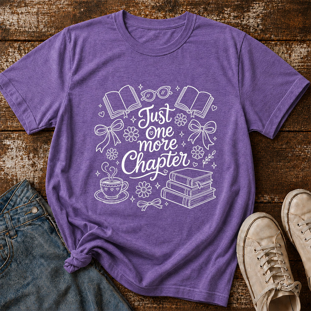 Just One More Chapter Softstyle T-Shirt | Book Lover Gift Heather Purple