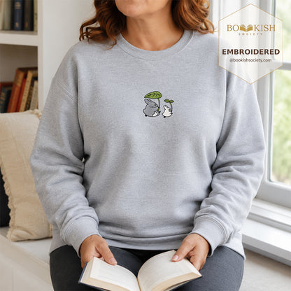 Forest Spirits and Flowers Embroidered Sweatshirt | Reader Gift Sport Grey