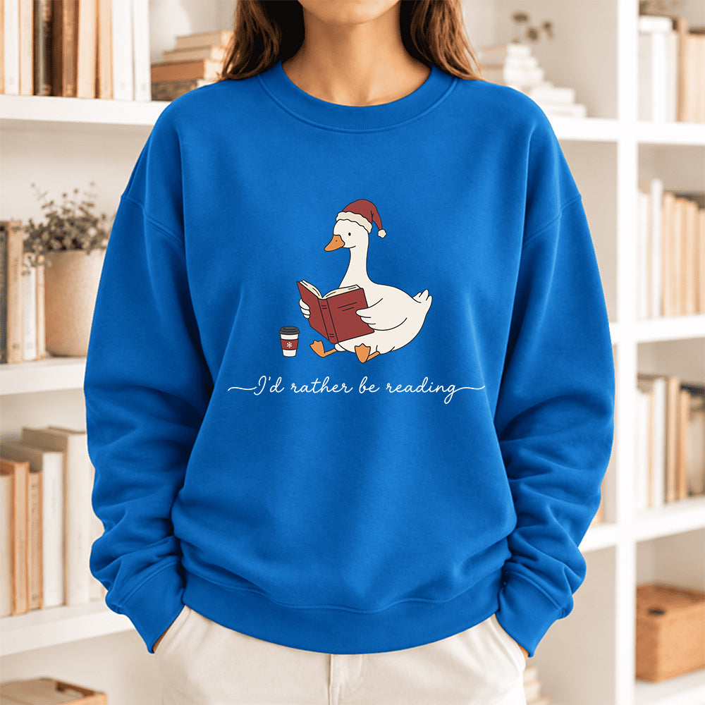 I'D Rather Be Reading Softstyle Sweatshirt | Christmas Book Lover Gift Royal