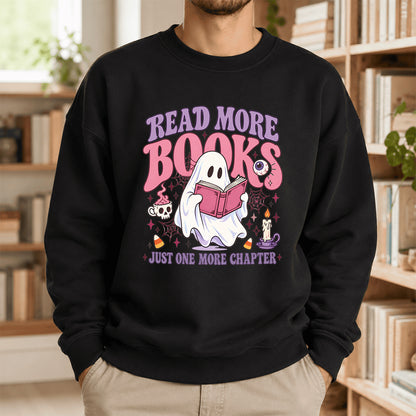 Read More Books Printed Sweatshirt | Halloween Book Lover Gift Black