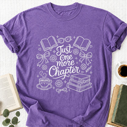 Just One More Chapter Softstyle T-Shirt | Book Lover Gift Heather Purple