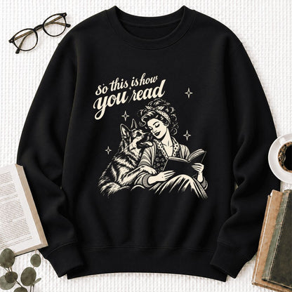 How You Read German Shepherd Softstyle Sweatshirt | Cozy Dog Mom Reader Gift Black