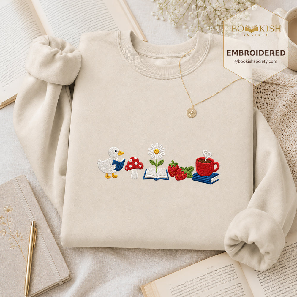 Duck Mushroom Embroidered Sweatshirt | Reader Gift Sand