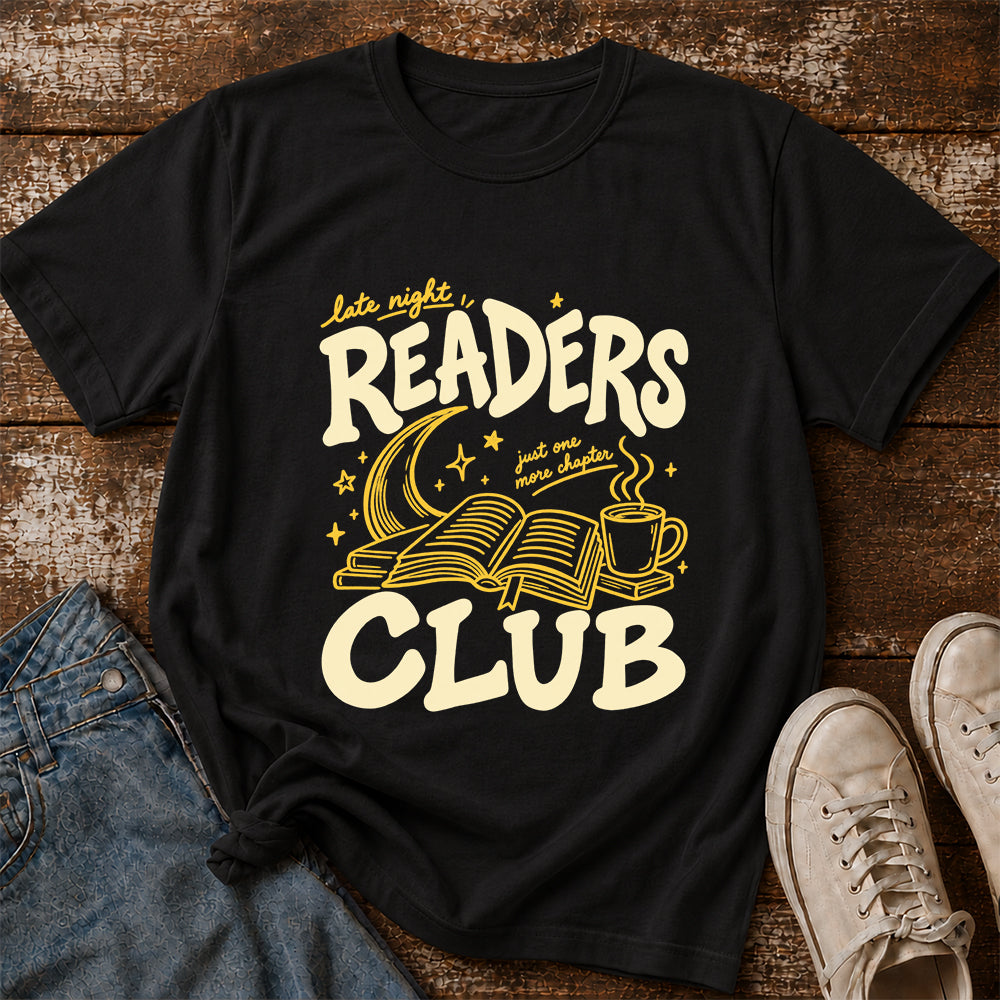 Late Night Readers Club Softstyle T-Shirt | Book Lover Gift Black