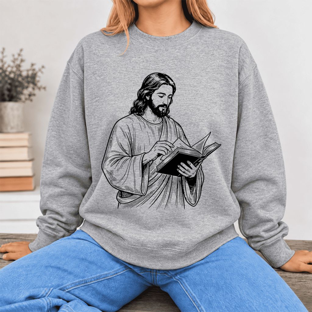 Reading Jesus Softstyle Sweatshirt | Inspiring Reader Gift Sport Grey