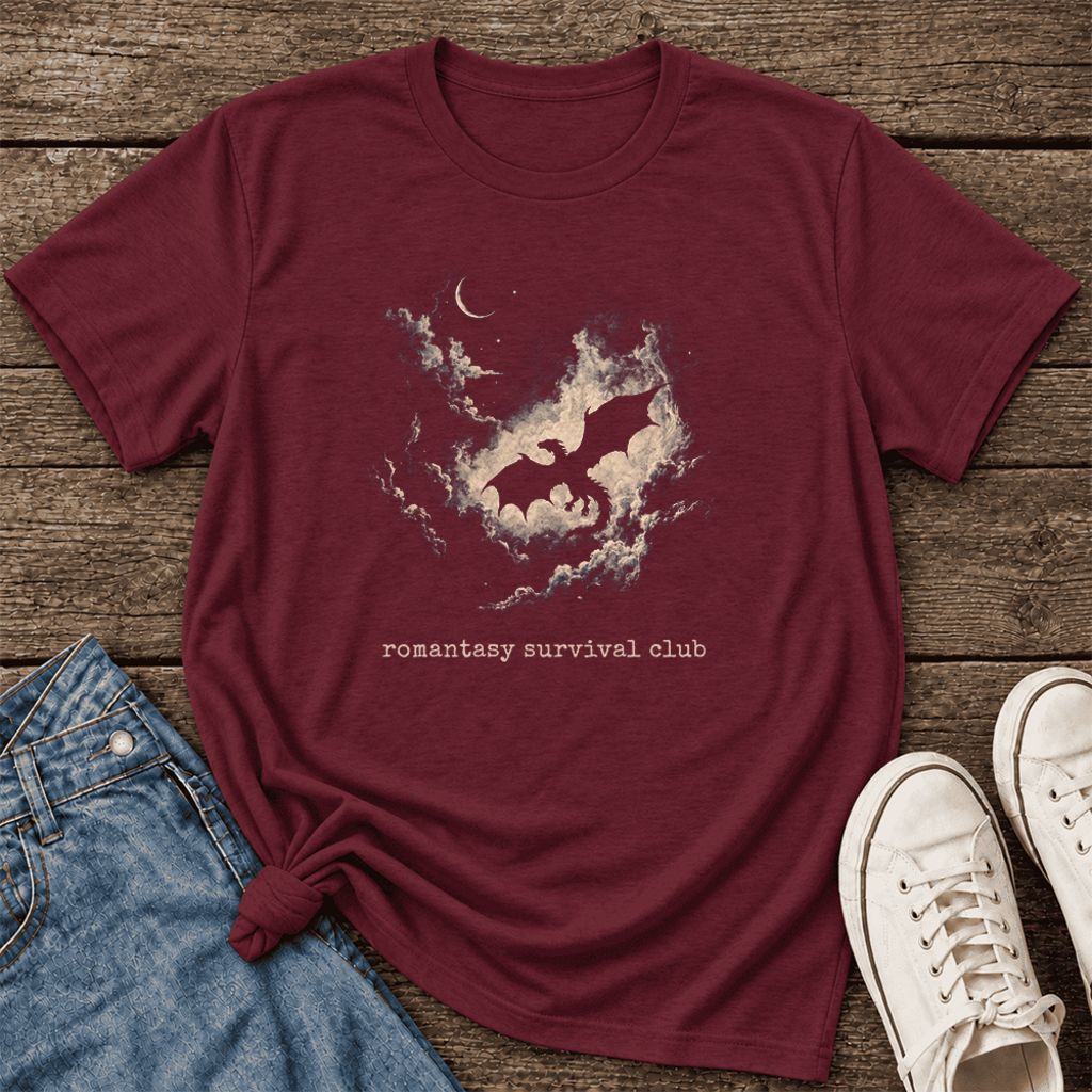 Romantasy Survival Club Ultra-Soft Cotton T-Shirt | Fantasy Book Lover Gift Maroon