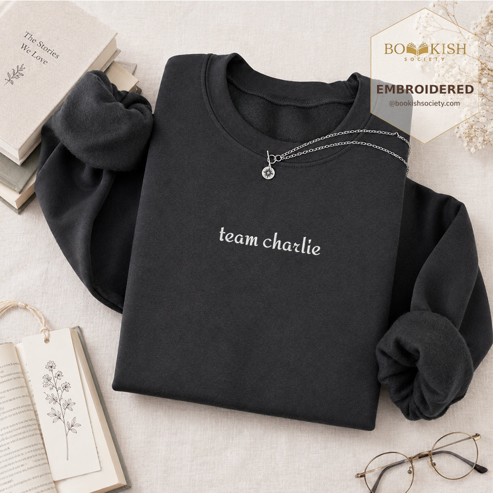 Team Charlie Embroidered Sweatshirt | Reader Gift Dark Heather