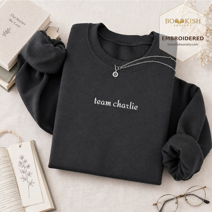 Team Charlie Embroidered Sweatshirt | Reader Gift Dark Heather