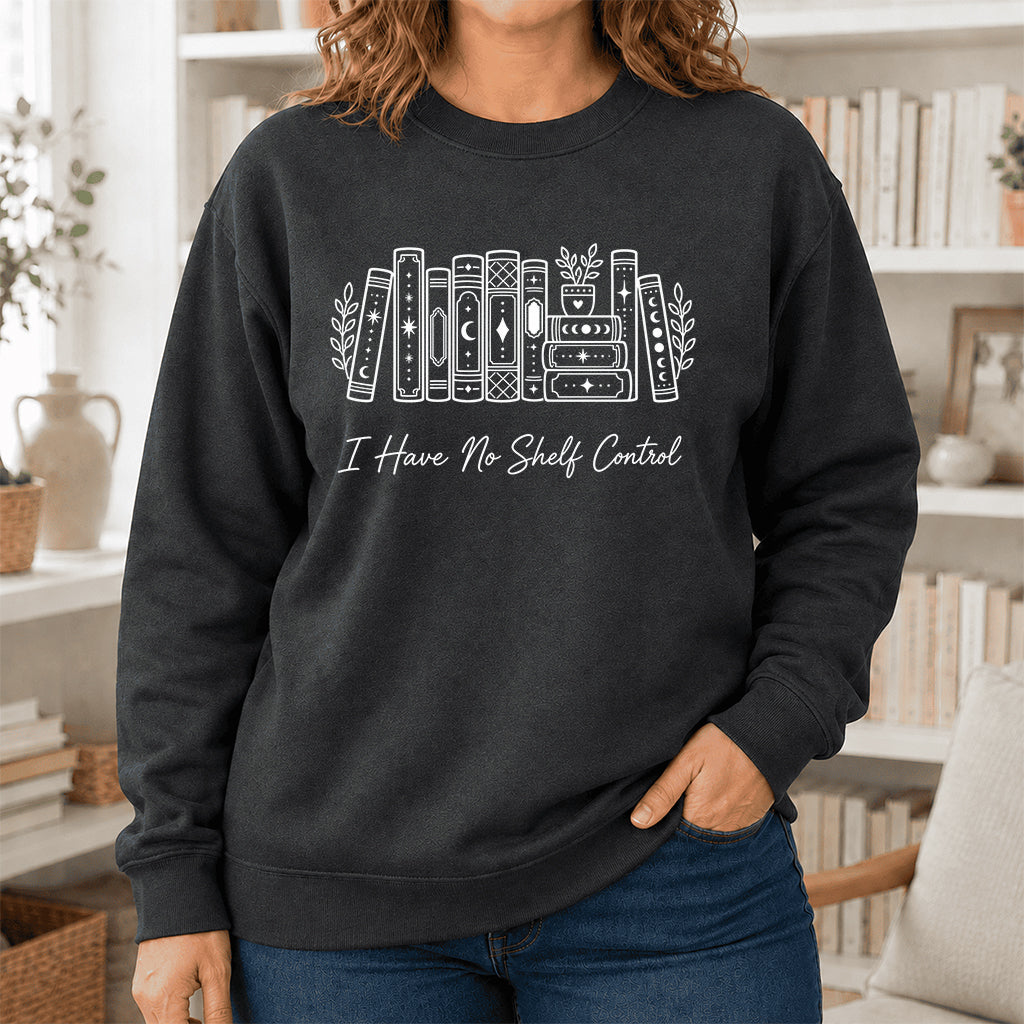 I Have No Shelf Control Crewneck Sweatshirt | Reader Gift Dark Heather