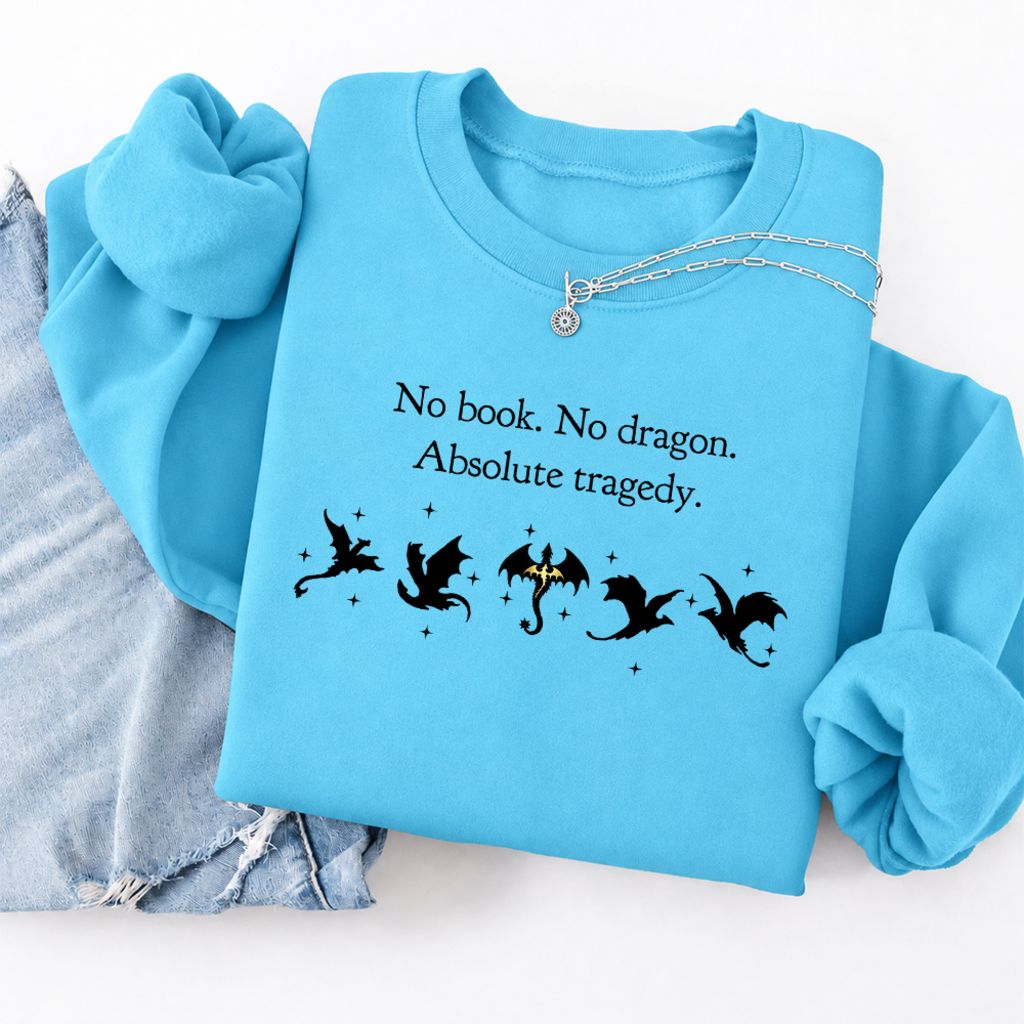 No Book, No Dragon Softstyle Sweatshirt | Fantasy Reader Gift Sky