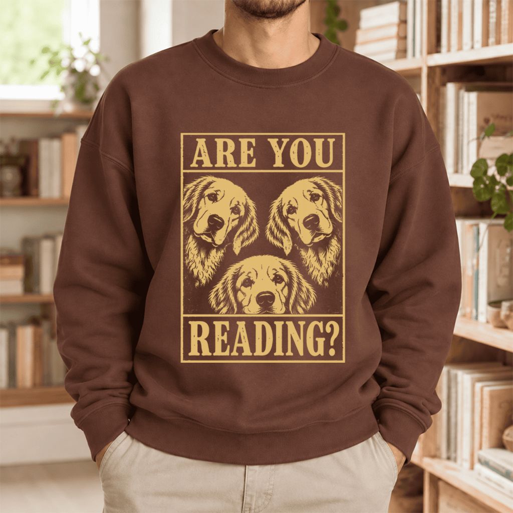 Are You Reading Golden Retriever Softstyle Sweatshirt | Dog Mom Reader Gift Cocoa