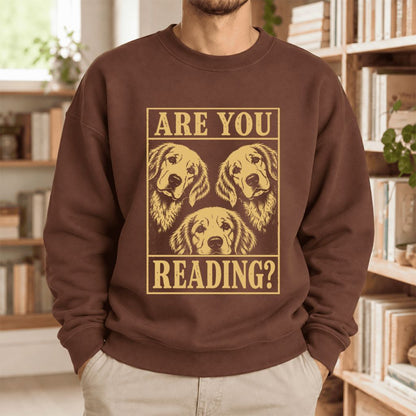 Are You Reading Golden Retriever Softstyle Sweatshirt | Dog Mom Reader Gift Cocoa