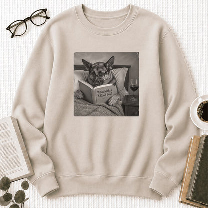 What Makes A Good Boy Crewneck Sweatshirt | Dog Lover Reader Gift Sand