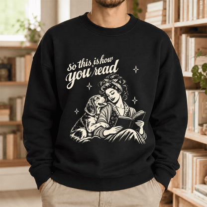 How You Read Beagle Softstyle Sweatshirt | Cozy Dog Mom Reader Gift Black