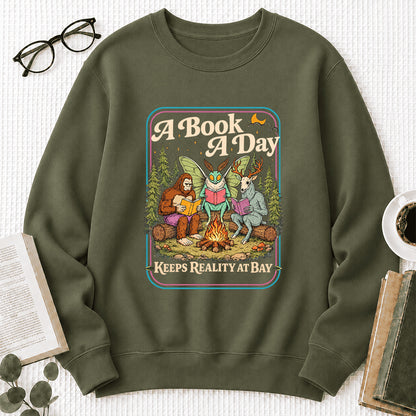 Cryptid Book Club Crewneck Sweatshirt | Reader Gift Military Green