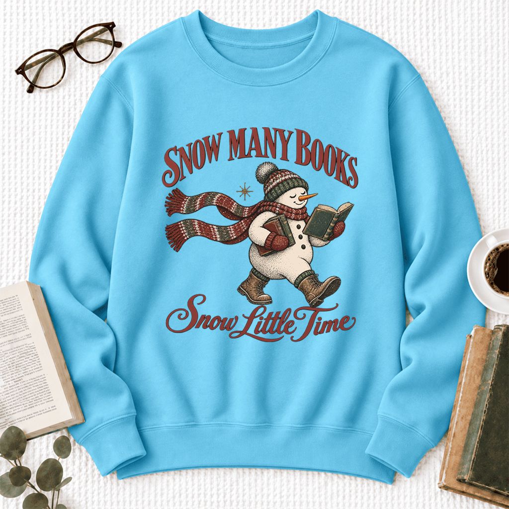 Snow Many Books Snow Little Time Softstyle Sweatshirt | Christmas Reader Gift Sky