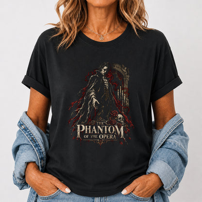 The Phantom Of The Opera Printed T-Shirt | Halloween Book Lover Gift Black