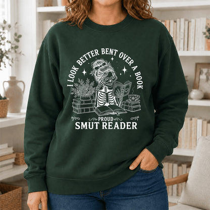 I Look Better Bend Over A Book Crewneck Sweatshirt | Reader Gift Forest Green