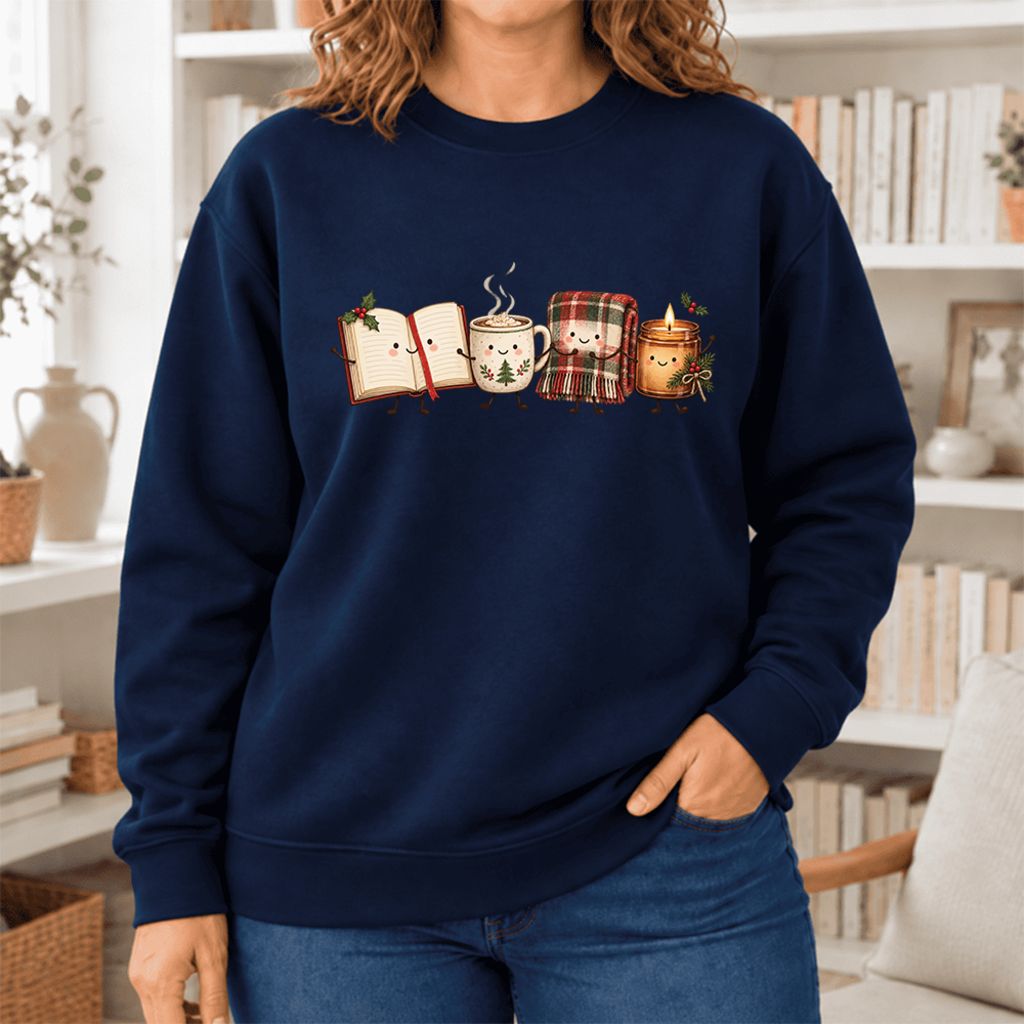 Christmas Cozy Club Softstyle Sweatshirt | Christmas Reader Gift Navy
