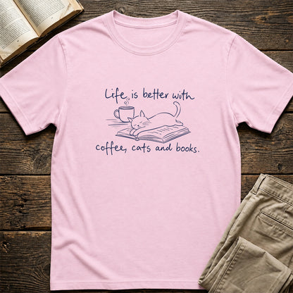 Funny Cats and Books Design Softstyle T-Shirt | Book Lover Gift Light Pink