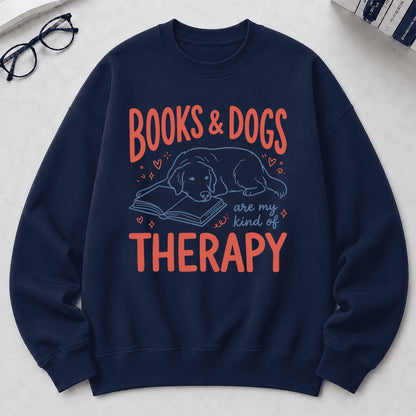Give Me Books & Dogs Crewneck Sweatshirt | Dog Lover & Reader Gift Navy