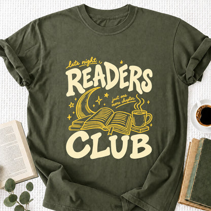Late Night Readers Club Softstyle T-Shirt | Book Lover Gift Military Green