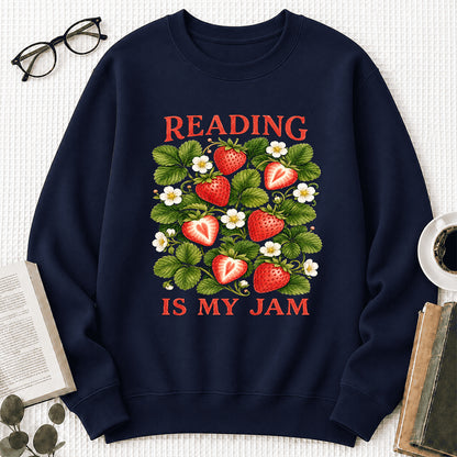Reading Is My Jam Crewneck Sweatshirt | Reader Gift Navy