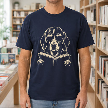 Beagle Reading Book Softstyle T-Shirt | Book Lover Gift Navy
