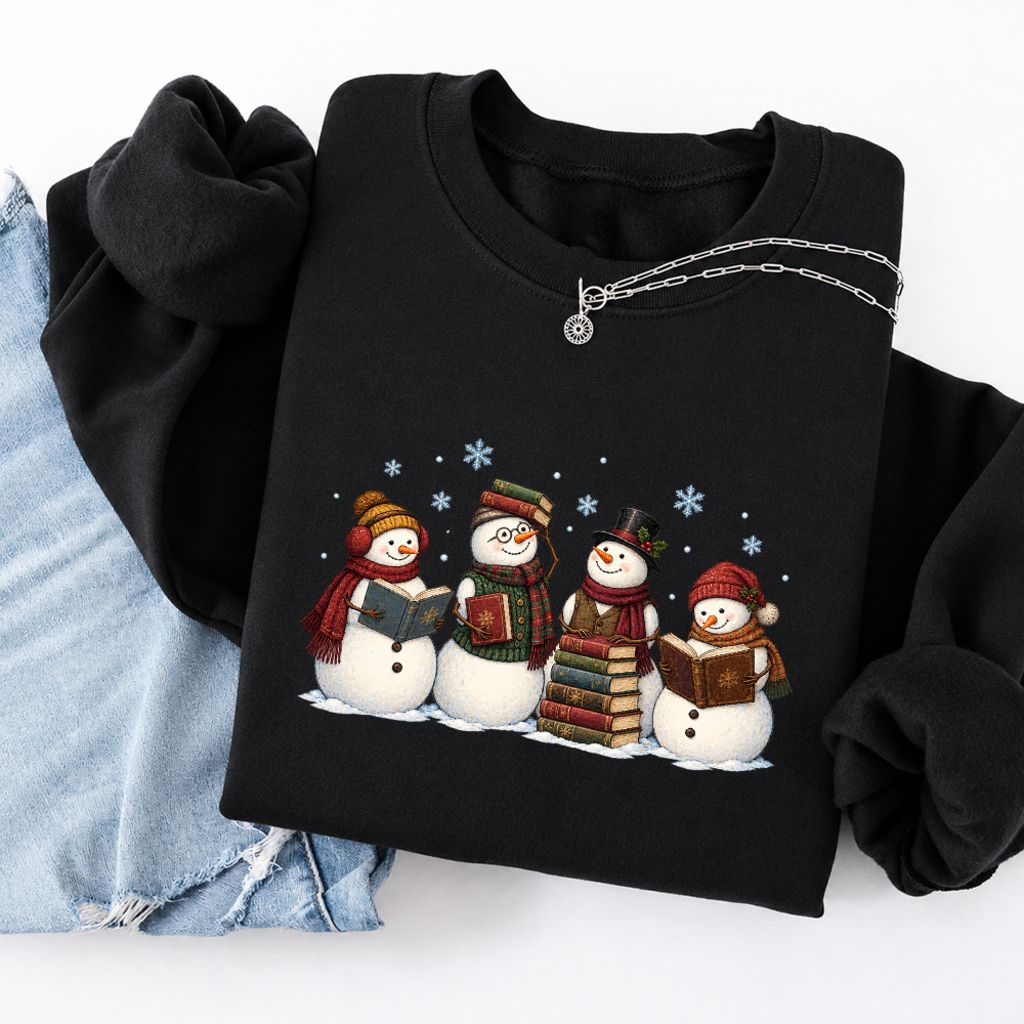 Bookish Snowman Club Softstyle Sweatshirt | Christmas Book Lover Gift Black