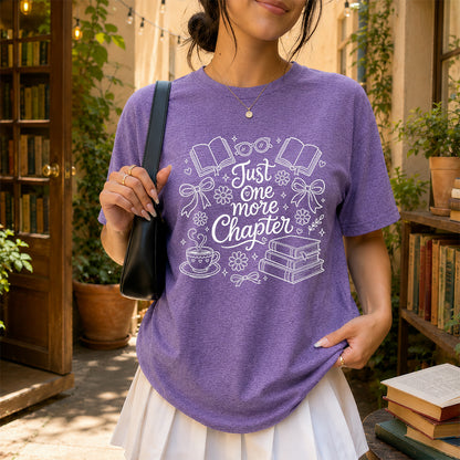 Just One More Chapter Softstyle T-Shirt | Book Lover Gift Heather Purple