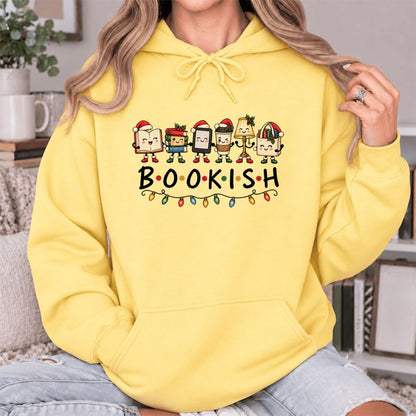 Christmas Bookish Things Softstyle Hoodie | Christmas Gift For Readers Yellow Haze