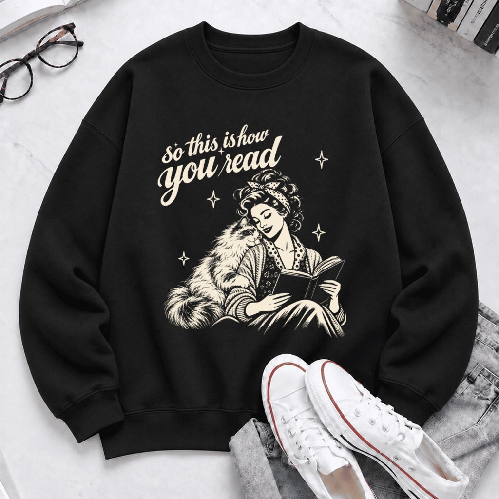 How You Read Ragdoll Softstyle Sweatshirt | Cozy Cat & Book Lover Gift Black