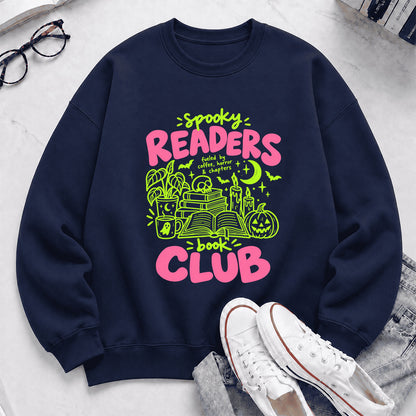 Spooky Readers Book Club Crewneck Sweatshirt | Halloween Reader Gift Navy