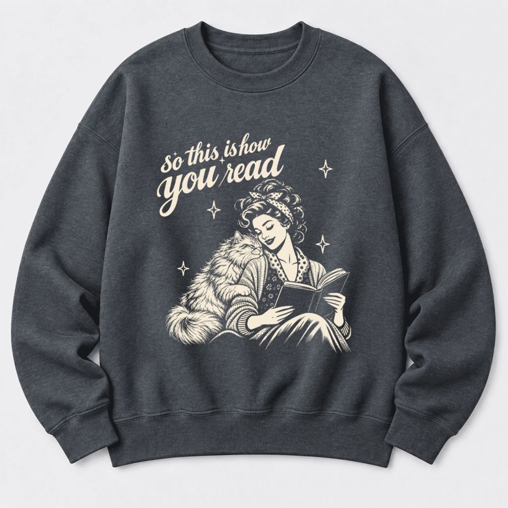 How You Read Persian Softstyle Sweatshirt | Cozy Cat & Book Lover Gift Dark Heather