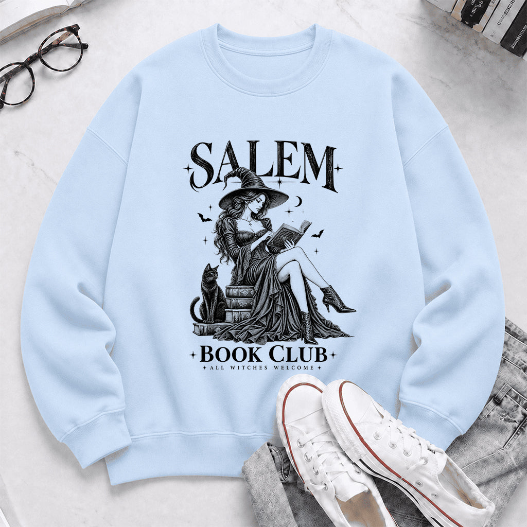 Salem Book Club Printed Sweatshirt | Spooky Book Lover Gift Light Blue