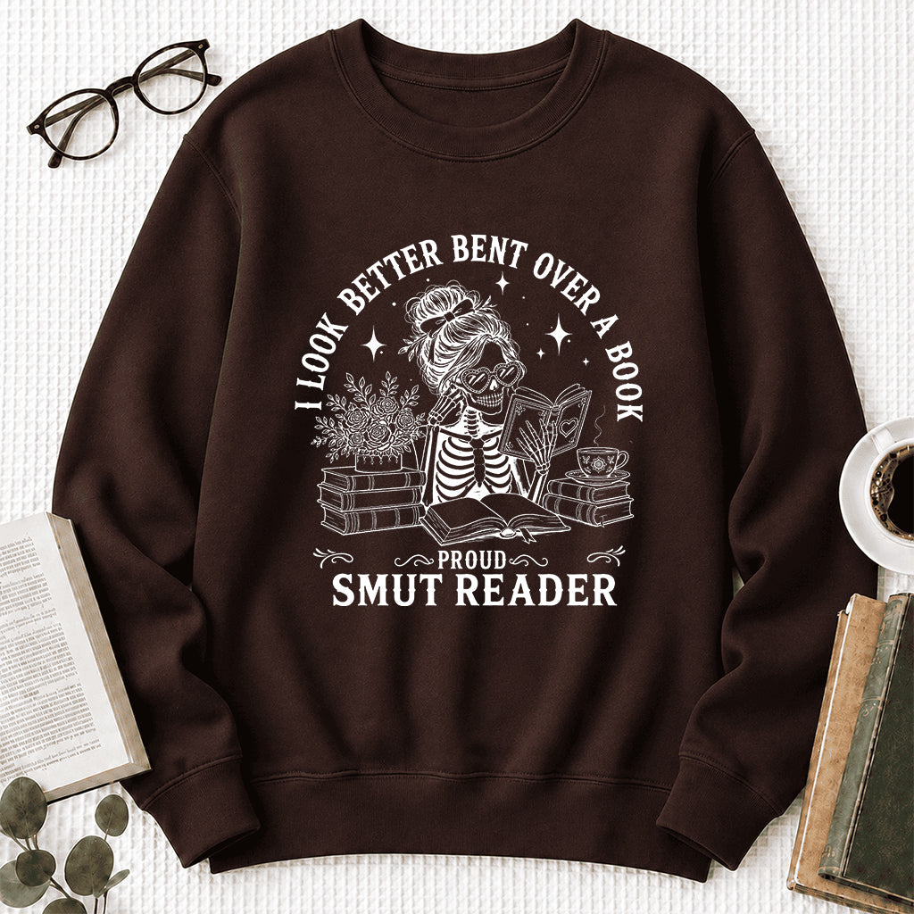 I Look Better Bend Over A Book Crewneck Sweatshirt | Reader Gift Dark Chocolate