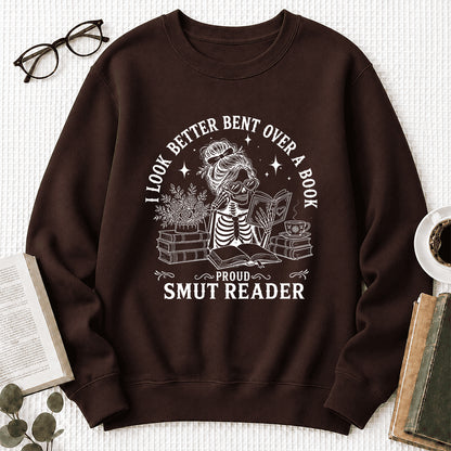 I Look Better Bend Over A Book Crewneck Sweatshirt | Reader Gift Dark Chocolate