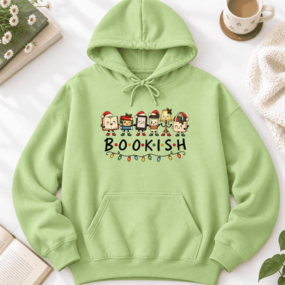 Christmas Bookish Things Softstyle Hoodie | Christmas Gift For Readers Pistachio