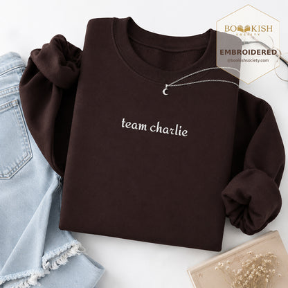 Team Charlie Embroidered Sweatshirt | Reader Gift Dark Chocolate
