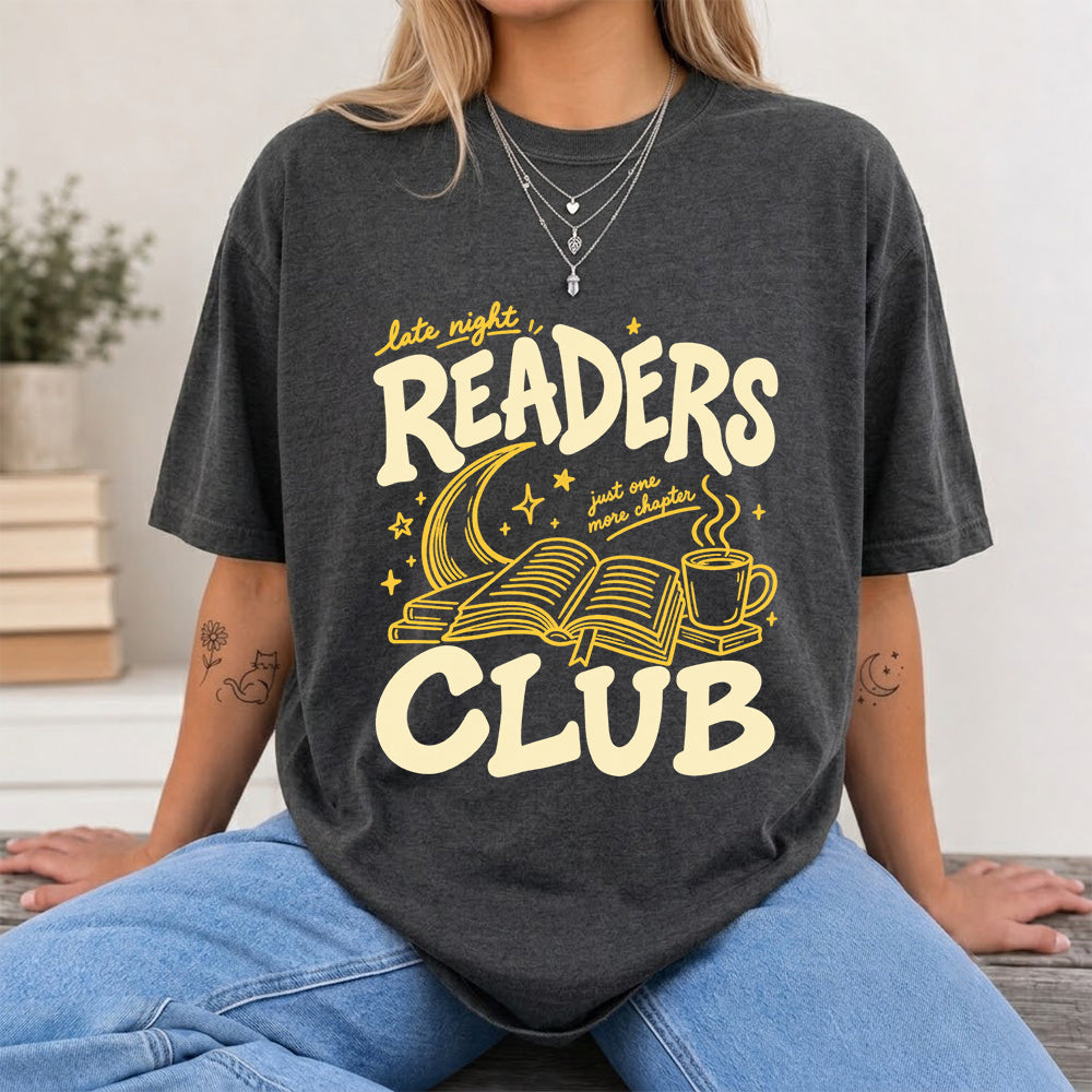 Late Night Readers Club Softstyle T-Shirt | Book Lover Gift Dark Heather