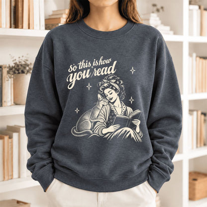 How You Read Abyssinian Softstyle Sweatshirt | Cozy Cat Lover Reader Gift Dark Heather