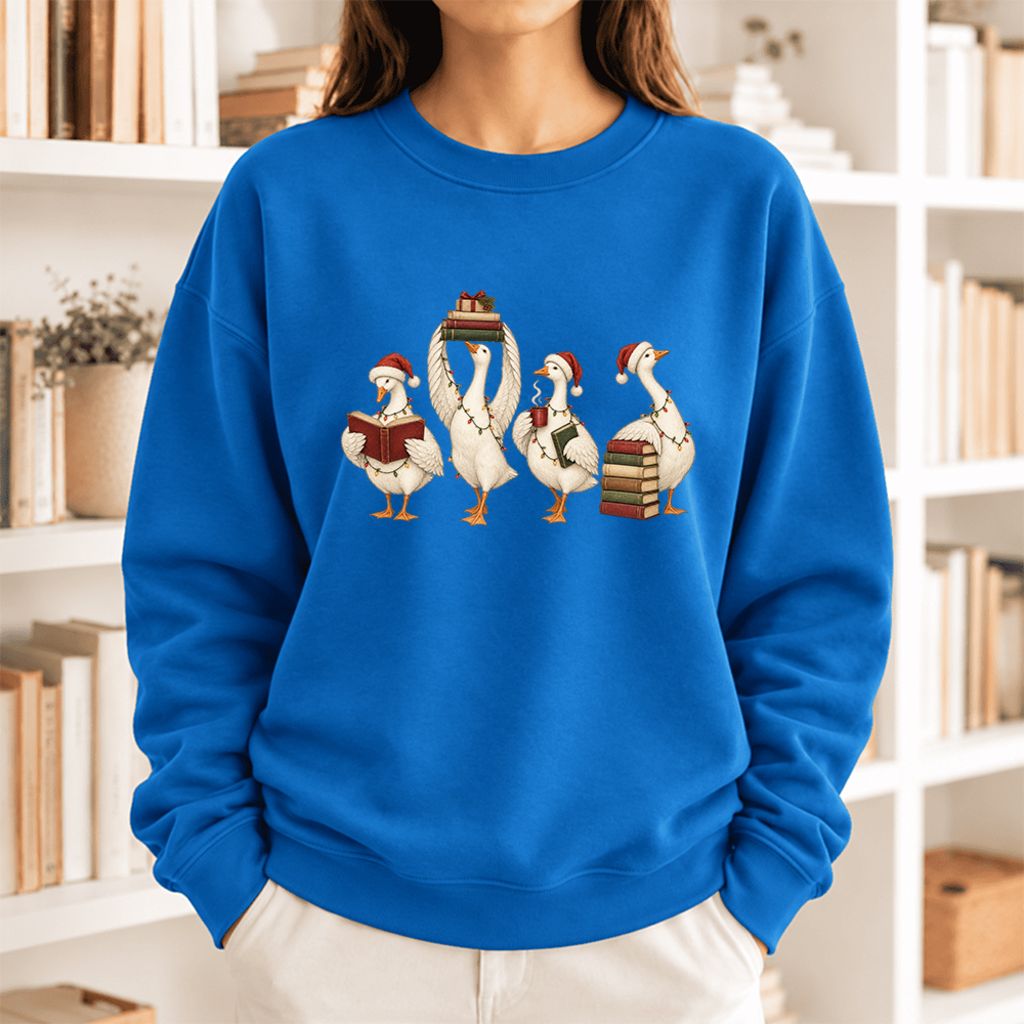 Christmas Reading Ducks Softstyle Sweatshirt | Christmas Book Lover Gift Royal