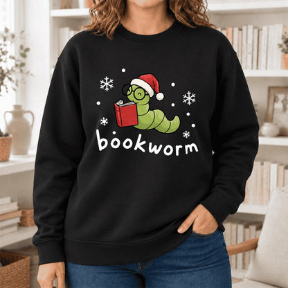 Christmas Bookworm Softstyle Sweatshirt | Christmas Book Lover Gift Black