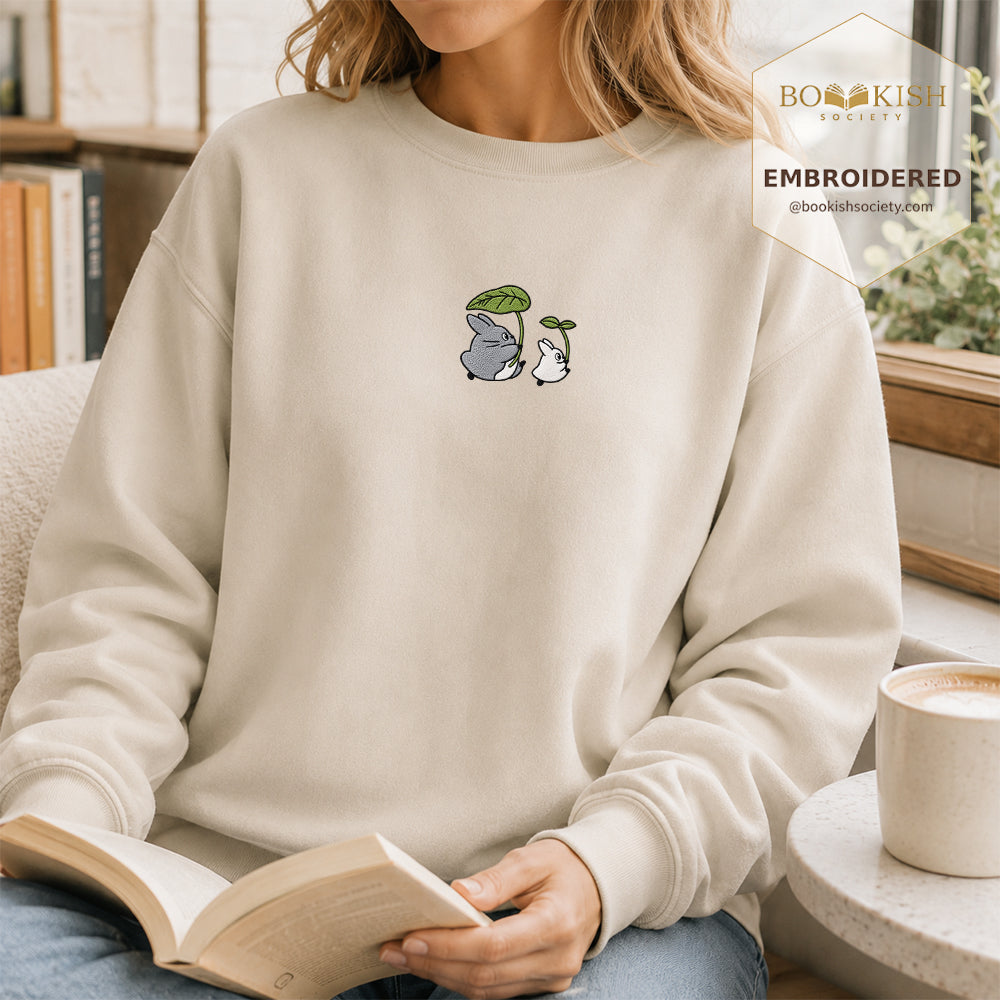 Forest Spirits and Flowers Embroidered Sweatshirt | Reader Gift Sand