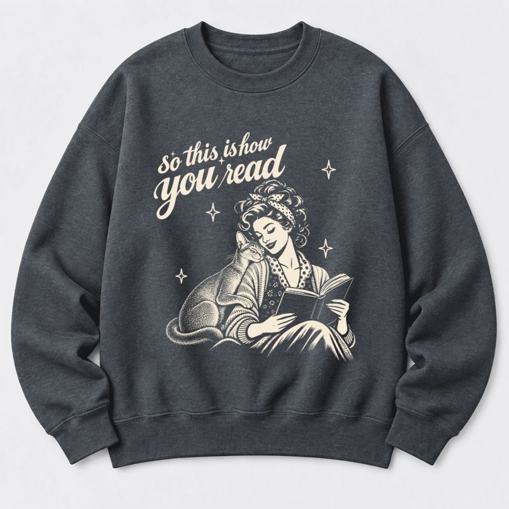 How You Read Abyssinian Softstyle Sweatshirt | Cozy Cat Lover Reader Gift Dark Heather