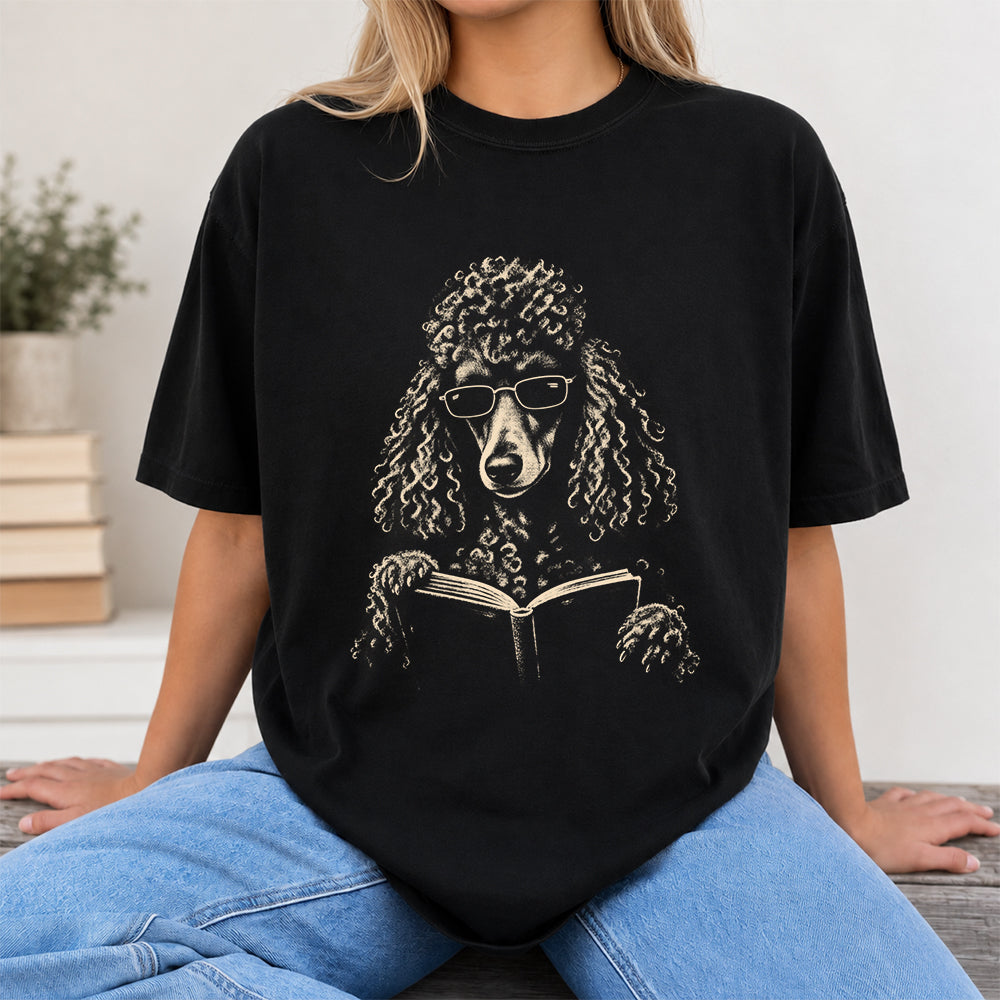 Poodle Reading Book Softstyle T-Shirt | Book Lover Gift Black