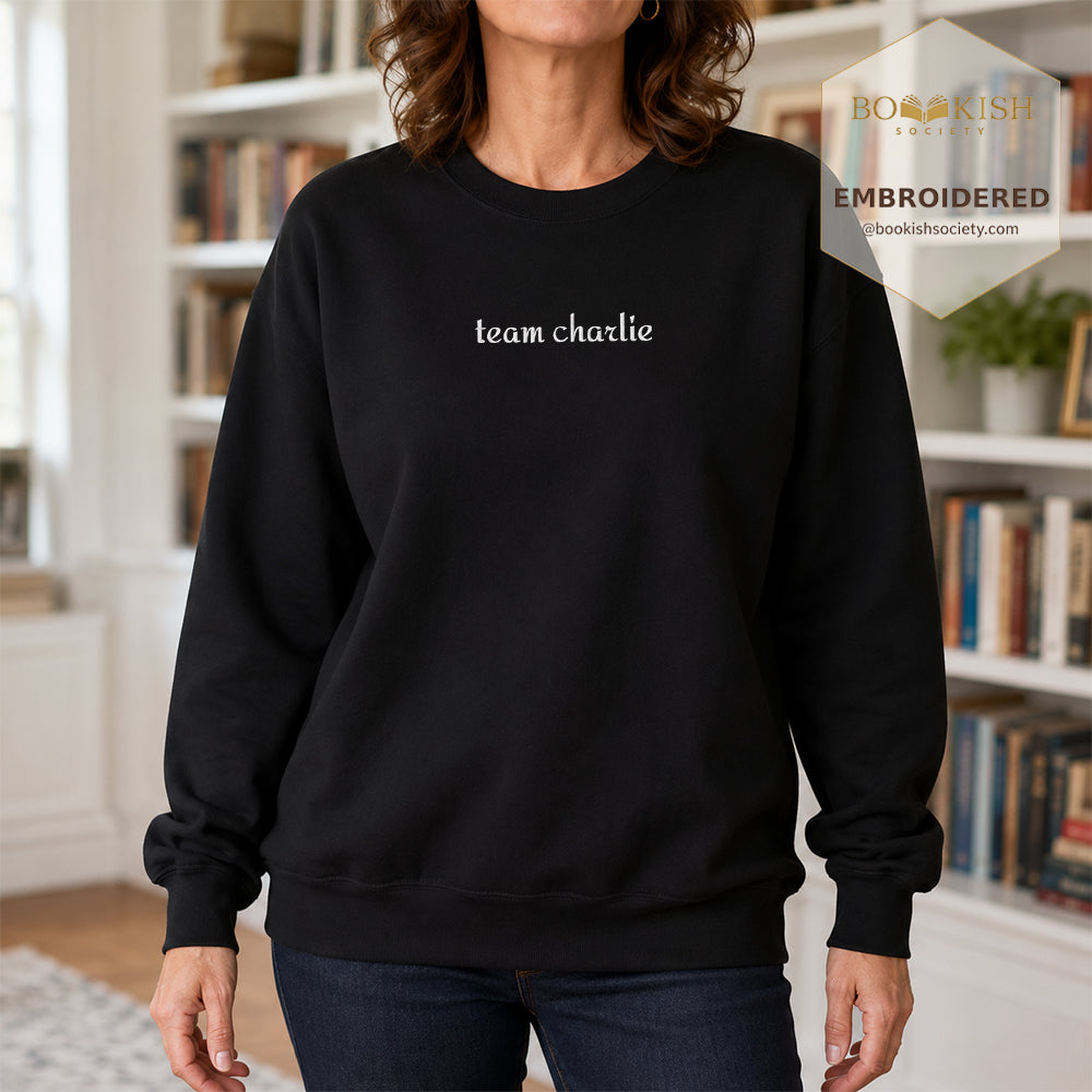 Team Charlie Embroidered Sweatshirt | Reader Gift Black