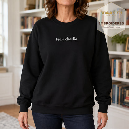 Team Charlie Embroidered Sweatshirt | Reader Gift Black
